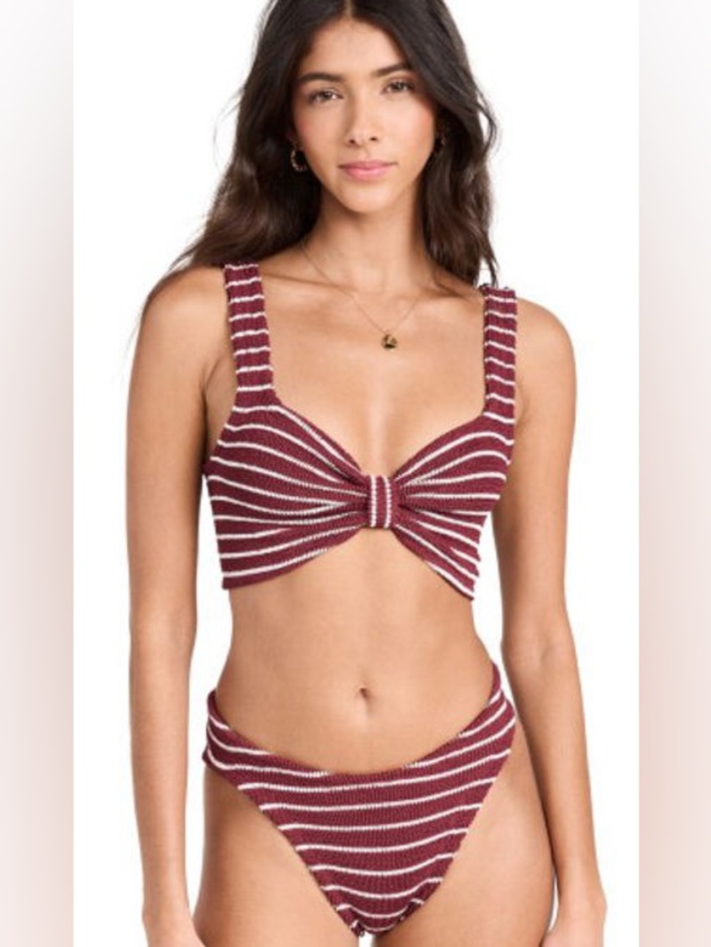 Hunza G Bonnie Bikini in Wine Stripe